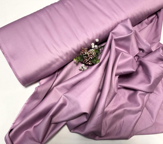 Lavender Cotton Sateen Fabric, Soft Sewing Material, 153cm Wide #614
