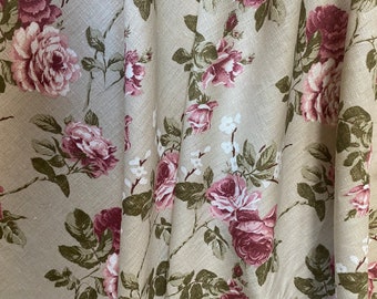 Linen fabric | Shabby Chic Roses | Rose fabric | Printed linen fabric | 100% Linen | Floral linen fabric