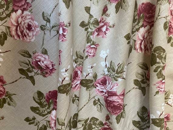 Linen fabric | Shabby Chic Roses | Rose fabric | Printed linen fabric | 100% Linen | Floral linen fabric