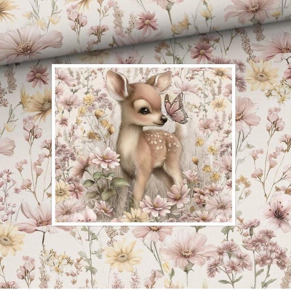 Spring meadow Cotton loop knit fabric, French terry