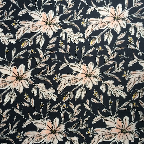 Scandinavian Flower fabric - Heavy cotton - Cotton Canvas - 150 cm (59'') wide - Curtain, upholstery