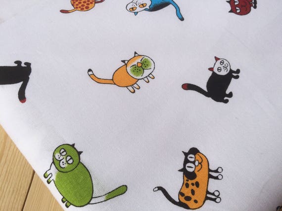 Cotton fabric Cats Kids Children's - Pure Cotton fabric - 150 cm (59'') wide