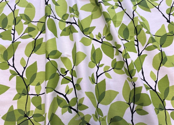 Cafe curtains Kitchen Curtains Scandinavian cotton fabric Kitchen Valance Spring green leaves