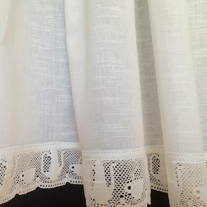 Cafe Curtains with Lace Trim Valances White - Lightweight Cotton