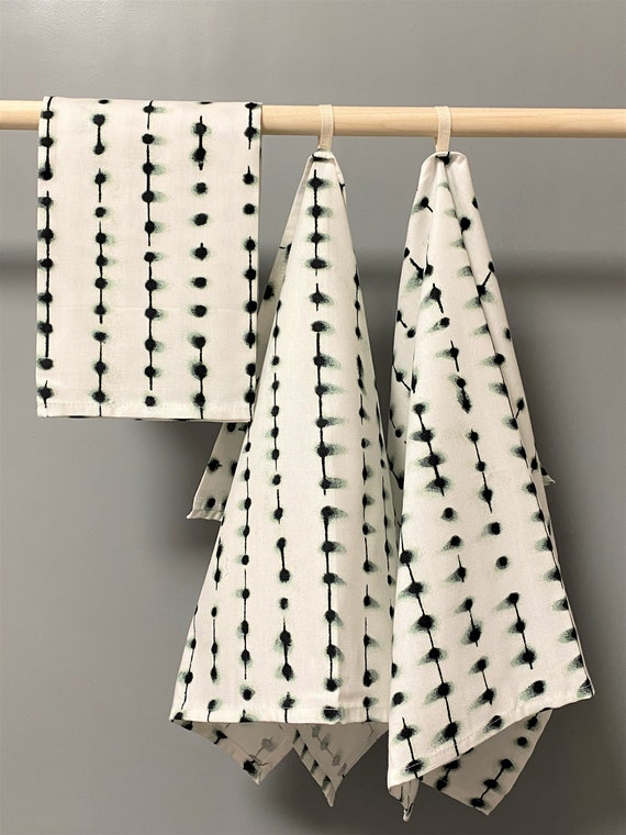 Kitchen Towel Tea Towel Dish Towel Geometric Green Scandinavian cotton fabric