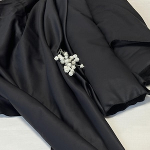Black cotton sateen fabric, by the meter, by the yard - 100% cotton - 153 cm (59&#39;&#39;) wide