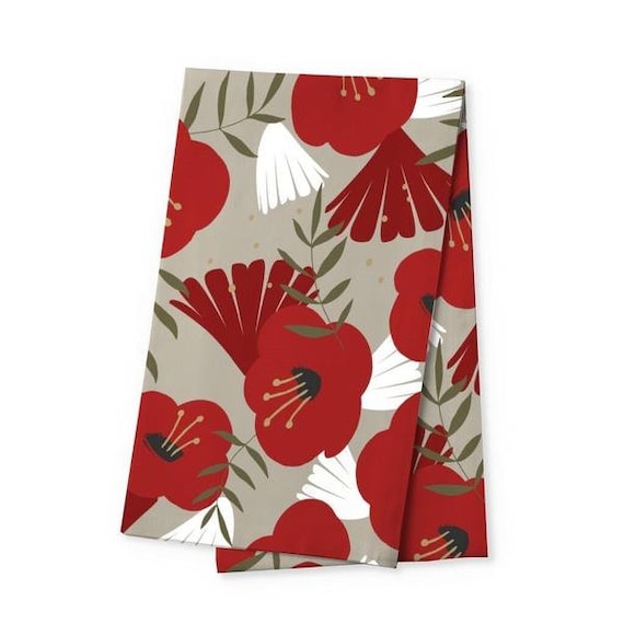 Tea Towel Kitchen towel Dish towel Cotton towel Scandinavian Floral cotton fabric