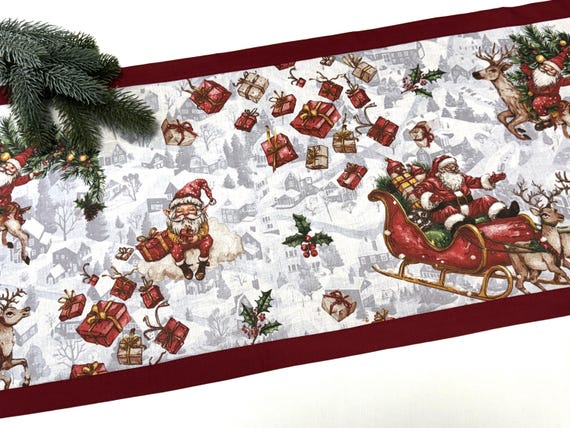 Christmas Table runner Christmas double-sided Cotton fabric Christmas gift 39cm*140cm/15'' x 55''
