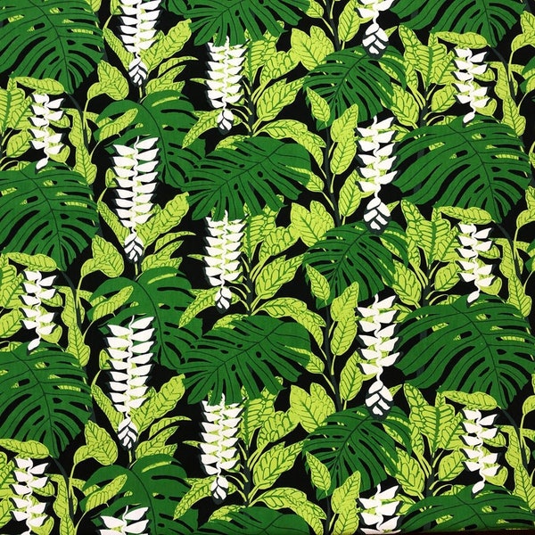 Scandinavian Cotton fabric Plant print Floral fabric Home décor fabric Green