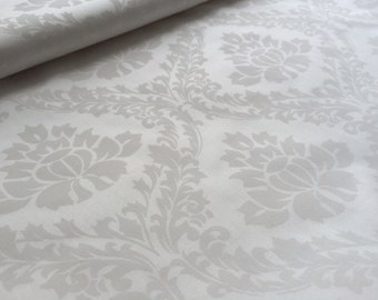 White Cotton sateen fabric - Damask print Damask pattern - 100% cotton - 150cm wide