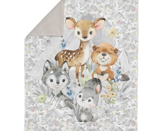 Panel XL Mountain Spring, Forest Animals, Baby animals Woodland cotton fabric 75*100cm