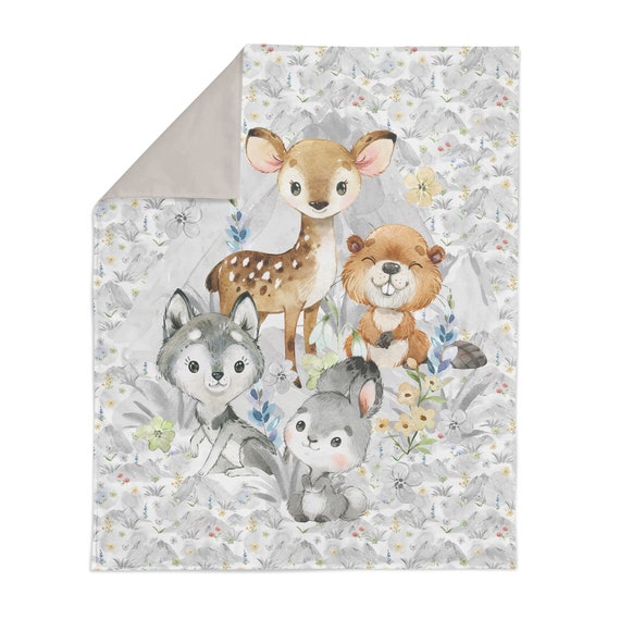 Panel XL Mountain Spring, Forest Animals, Baby animals Woodland cotton fabric 75*100cm