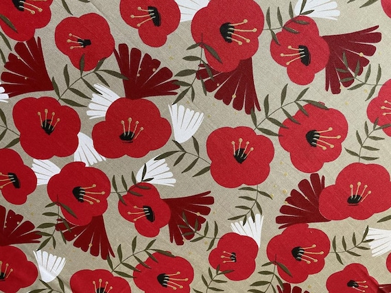 Curtain Floral curtain Panel Decor Cafe curtain Kitchen valance Scandinavian cotton fabric Red poppies
