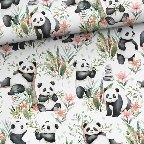 Panda Bear Animals print 100% cotton Fabric – Sewing, Quilting, Apparel