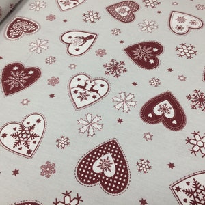 Round Tablecloth Christmas Cotton tablecloth Christmas Elk Hearts Ornaments Round 145cm/57&#39;&#39;