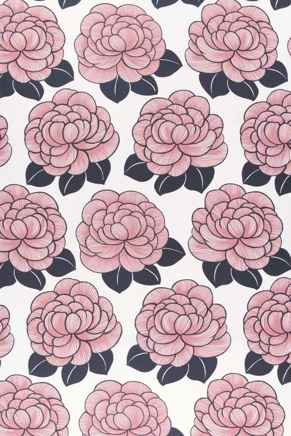 Scandinavian Cotton fabric Pink Floral fabric - 51cm x 150cm/ 20'' x 59''