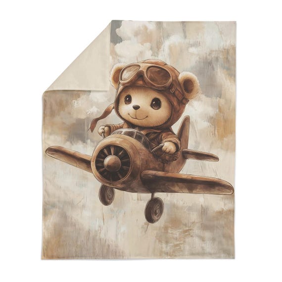 Fabric panels Bear Pilot 100% Cotton fabric