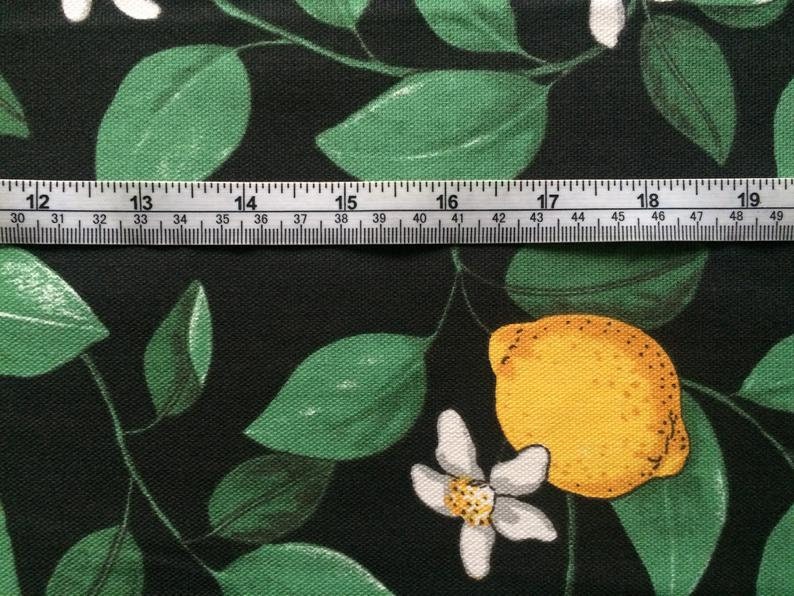 Curtains Scandinavian Cotton fabric Yellow Lemons Green Yellow Black Kitchen Valance Cafe curtains