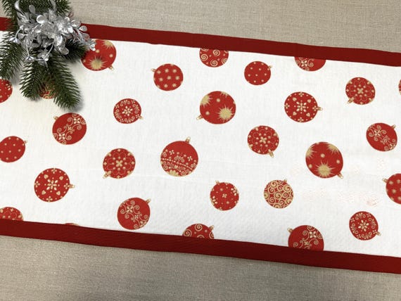 Christmas Table runner Christmas Tree Balls double sided Cotton Christmas gift 36cm*140cm/14'' x 55''