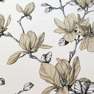 Cotton Tablecloth Floral Beige / Brown - Table linens - Scandinavian cotton fabric