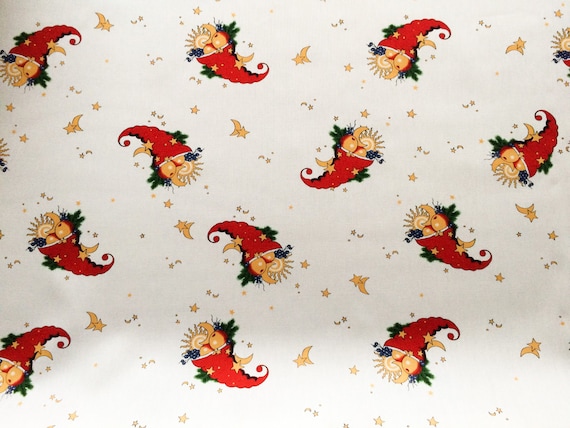 Christmas fabric Scandinavian Cotton fabric - Digital printing -  Christmas ornaments