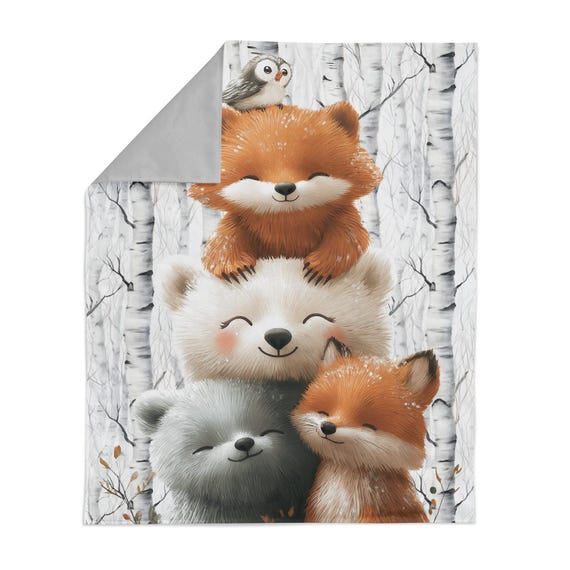 Woodland animals Fox, fabric panel,  100% Cotton fabric