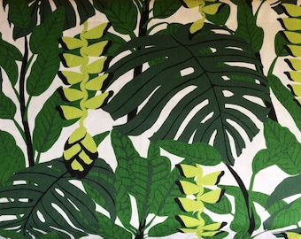 Scandinavisch katoen Groene Monstera bladstof - 55cm x 150cm/ 22'' x 59''