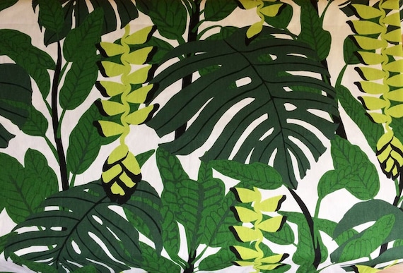 Scandinavian Cotton fabric Green Monstera leaf fabric - 55cm x 150cm/ 22'' x 59''