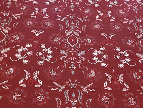 Floral Tablecloth Table Linens Acrylic coated cotton fabric Dark red Round Rectangle Oval Tablecloth