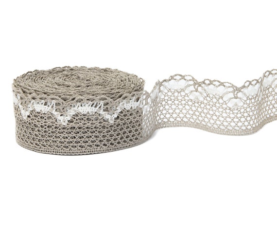 Linen Lace - 100% Linen - 2.56" (65 mm) wide  - by the metre  (1.09 yards)