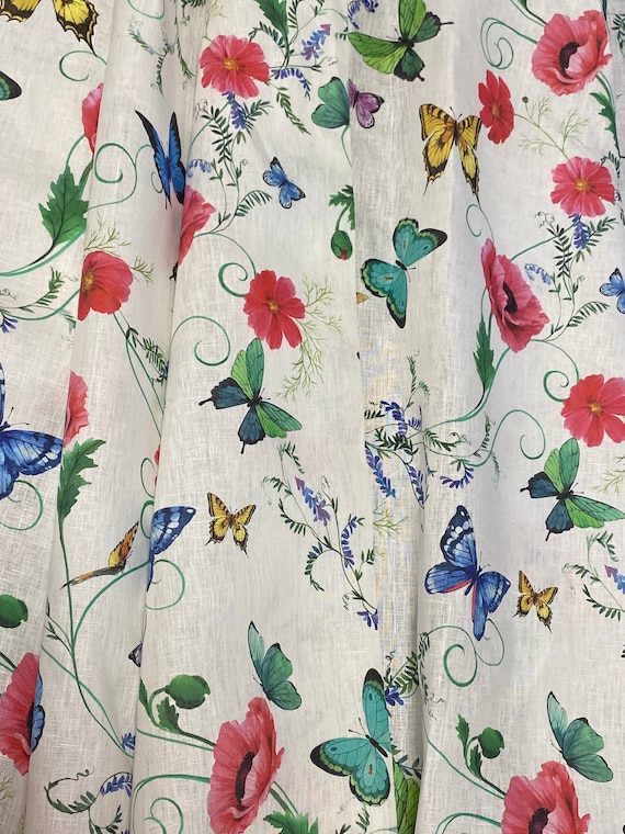 Linen Curtains | Floral curtains | Butterfly curtains | Floral linen curtains | Apartment Decor | Curtain Panels