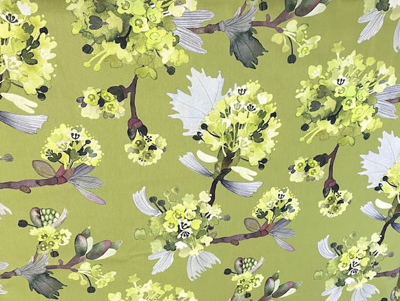 Spring green floral tablecloth Acrylic coated 100% cotton fabric Round Rectangle Oval tablecloth
