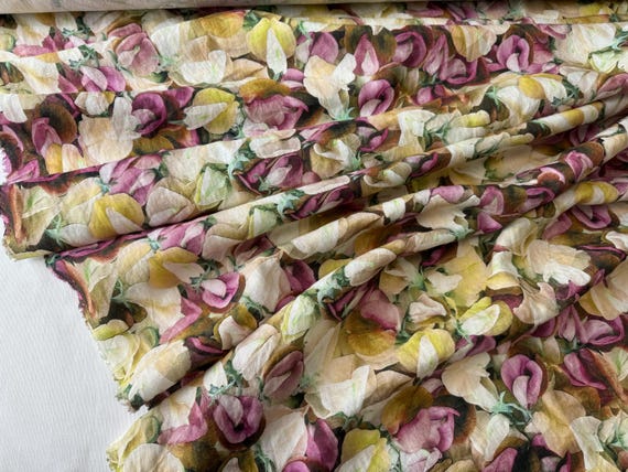 Sweet Pea linen fabric softened, Fabric by the yard, by the meter 145cm wide // 57 in wide