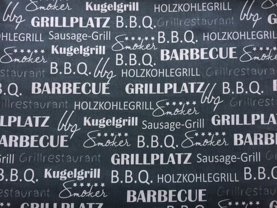 Cotton fabric Kitchen Picknic Grill Gray/White  - 100% Cotton fabric - Home decor fabric Cotton canvas