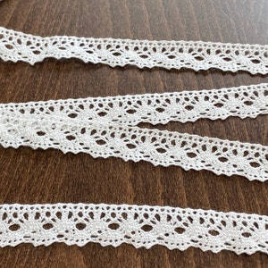 White Cotton Lace Ribbon Trim For Apparel Sewing Crocheted Lace 2mm (0.78'')