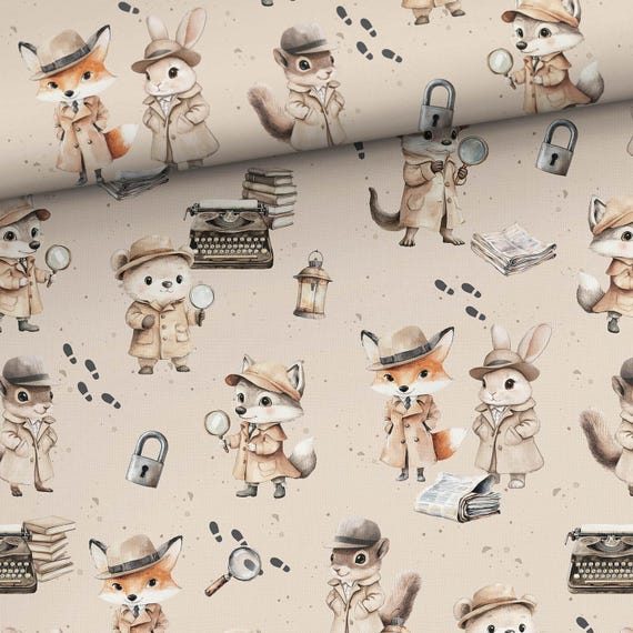 Detective Children’s Cotton Fabric  sewing, quilting, nursery decor, and DIY crafts.