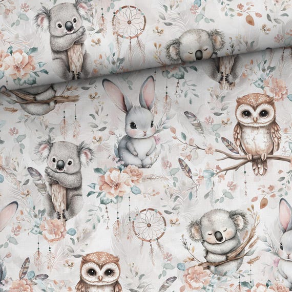 Dream Catcher Baby Animals Premium cotton fabric for sewing and quilting 155 cm wide