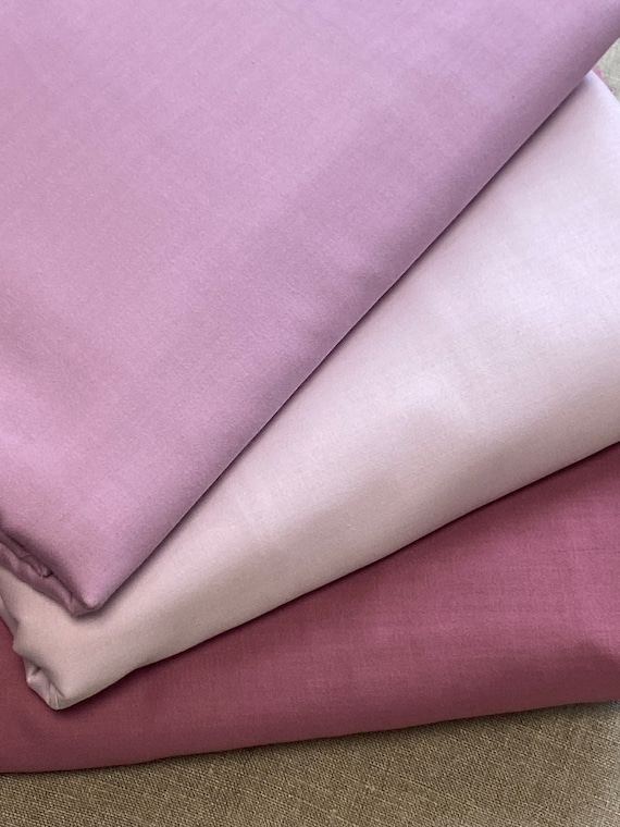 Plain cotton sateen fabric by the metre, by the yard/by the meter, Shades of Lilac - 100% cotton - 153 cm wide
