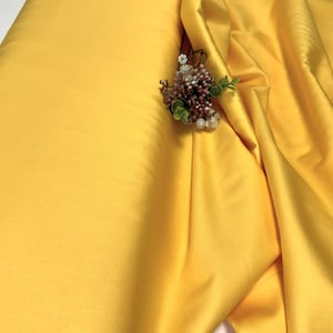 Plain cotton sateen fabric - Yellow - 100% cotton - 153 cm wide