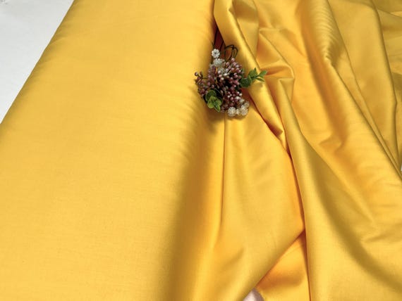 Plain cotton sateen fabric - Yellow - 100% cotton - 153 cm wide