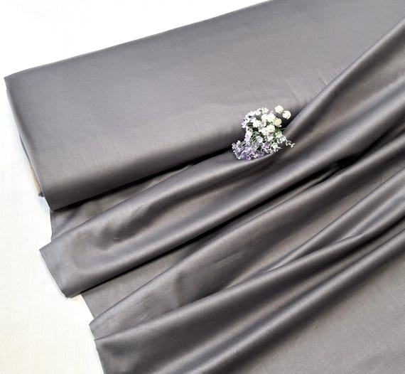 Grey solid cotton sateen fabric, by the meter, by the yard - 100% cotton - #1228