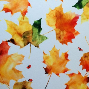 Heavyweight Cotton sateen - Maple leaves - Autumn leaves - Home decor fabric - 100% cotton