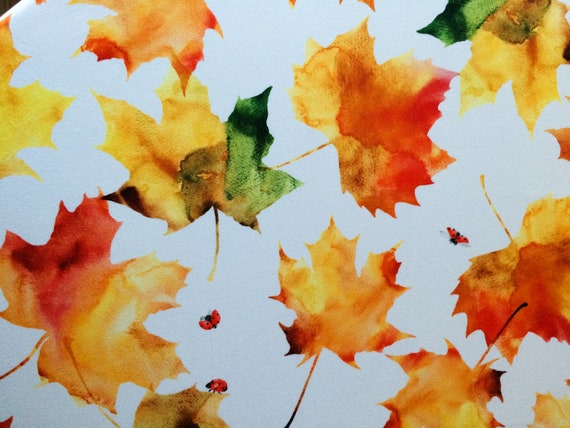 Heavyweight Cotton sateen - Maple leaves - Autumn leaves - Home decor fabric - 100% cotton