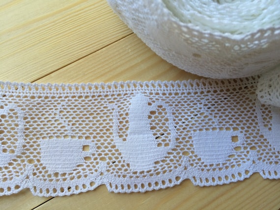White Cotton Lace Trim - 100% Cotton - 2.36" (6cm) wide