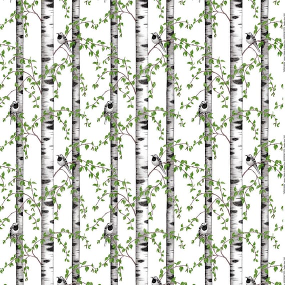 Cotton Curtains Panel Decor Cafe curtain Kitchen valance Scandinavian cotton fabric Birds