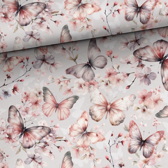 Butterfly French terry knitwear fabric by the yard 160cm/63'' wide