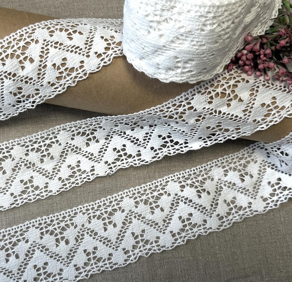 Cotton Lace Trim White cluny lace, 60mm/2.36 inch wide