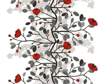 Scandinavian cotton fabric Ofelia Red Silver Gray  - 59 inches (150 cm) wide