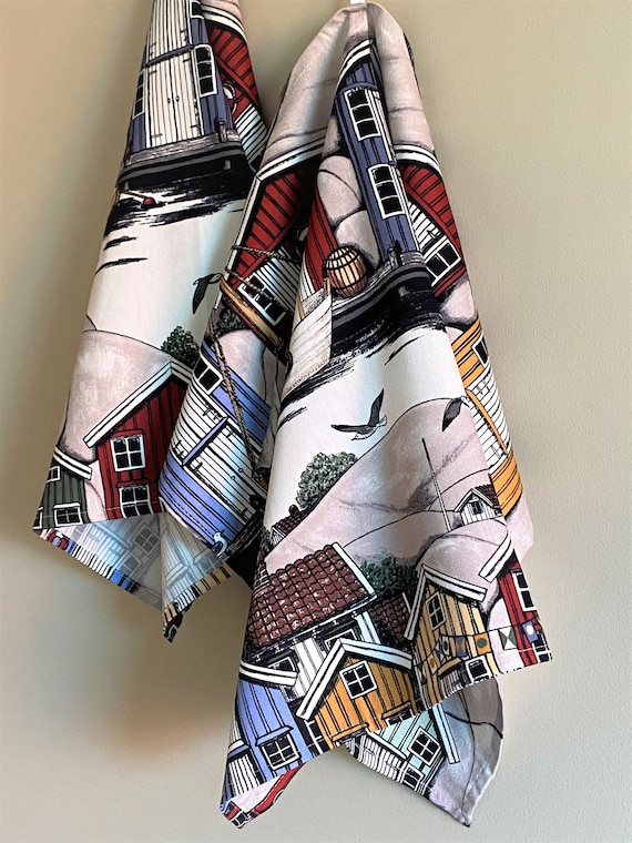 Kitchen Towel Tea Towel Dish Towel Scandinavian Cotton fabric Swedish Seashore