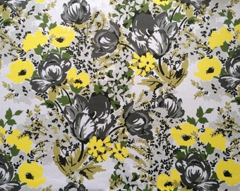 Scandinavian Cotton fabric -  Floral Yellow/Green -  59 inches (150 cm) wide